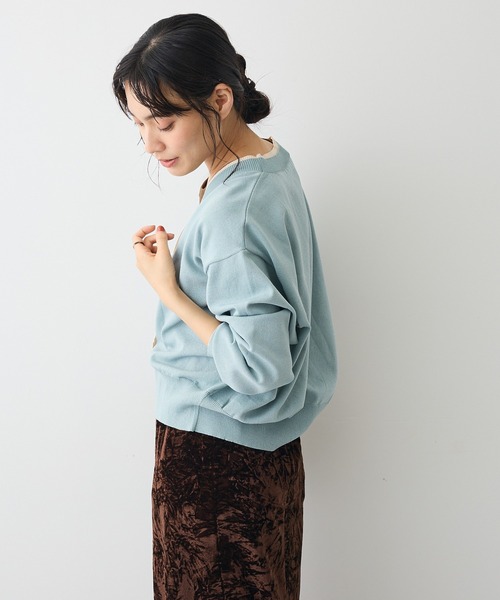 CRAFT STANDARD BOUTIQUE(クラフトスタンダードブティック)の「レイヤード風ニットカーディガン(カーディガン/ボレロ・レディース・ブラウン/ブルーグリーン/グレー・FREE)」の9枚目の写真