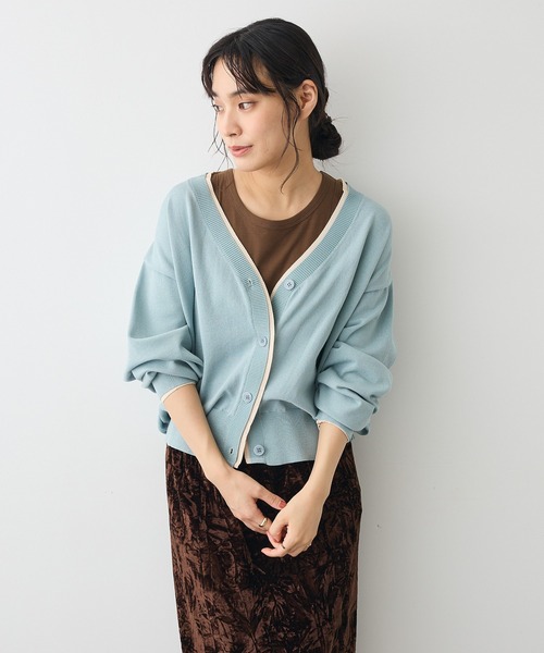 CRAFT STANDARD BOUTIQUE(クラフトスタンダードブティック)の「レイヤード風ニットカーディガン(カーディガン/ボレロ・レディース・ブラウン/ブルーグリーン/グレー・FREE)」の10枚目の写真
