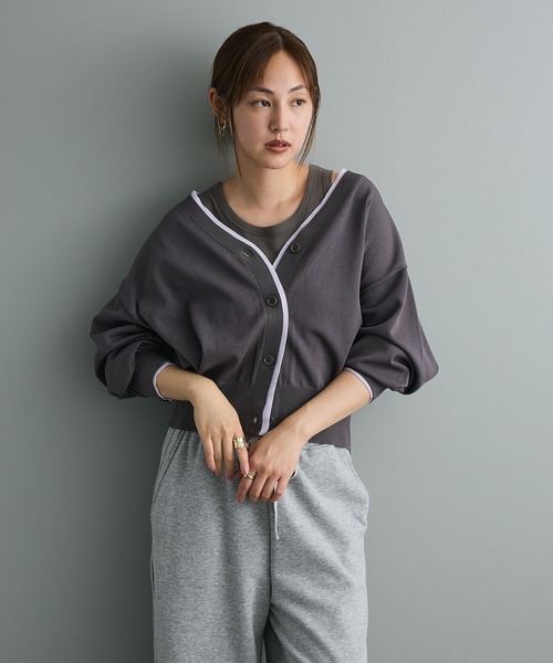 CRAFT STANDARD BOUTIQUE(クラフトスタンダードブティック)の「レイヤード風ニットカーディガン(カーディガン/ボレロ・レディース・ブラウン/ブルーグリーン/グレー・FREE)」の13枚目の写真