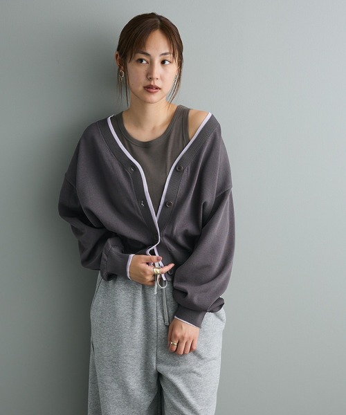 CRAFT STANDARD BOUTIQUE(クラフトスタンダードブティック)の「レイヤード風ニットカーディガン(カーディガン/ボレロ・レディース・ブラウン/ブルーグリーン/グレー・FREE)」の14枚目の写真