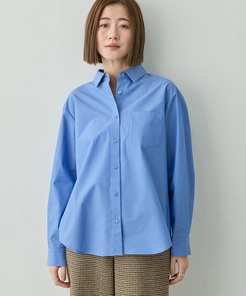 Petit Honfleur(プチオンフルール)の「【レイヤードスタイルに役立つ】レギュラーカラーシャツ【オフィスカジュアルにも◎】【追加生産】(シャツ/ブラウス・レディース・サックスブルー/ネイビー/ホワイト・11号/13号/9号)」の12枚目の写真