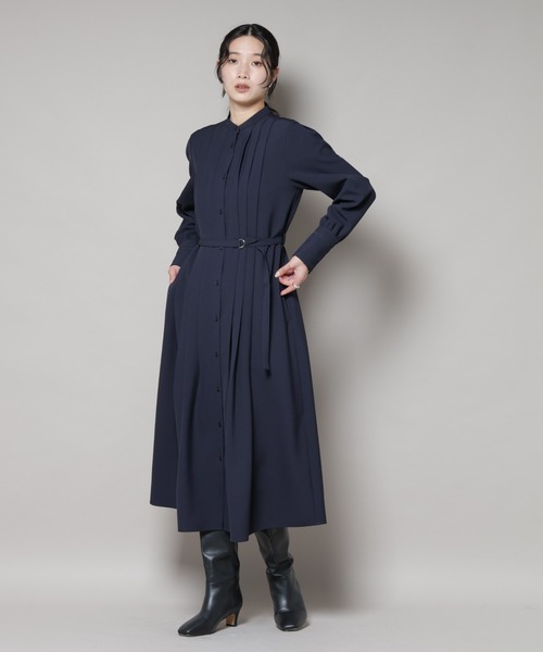 希少MINATONO TENRANKAI 宇宙船柄ワンピース　共布ベルト付き ダブルクロスベルト付きタックワンピース（ワンピース）｜NANO