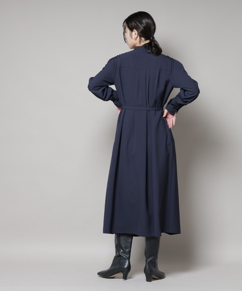 ダブルクロスベルト付きタックワンピース（ワンピース）｜NANO