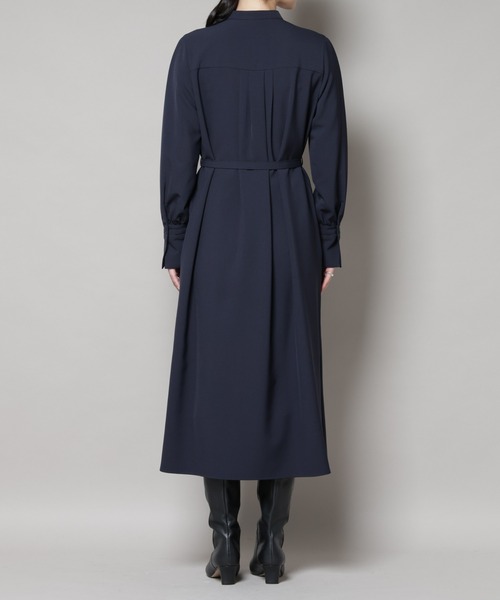ダブルクロスベルト付きタックワンピース（ワンピース）｜NANO