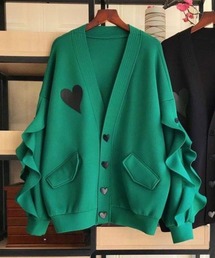 SPIGA（スピーガ）の「袖ﾌﾘﾙﾊｰﾄﾓﾁｰﾌVﾈｯｸｶｰﾃﾞｨｶﾞﾝ（カーディガン/ボレロ）」