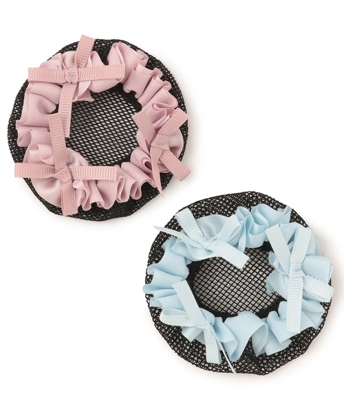 petit main（プティマイン）の「【バレエ】プチリボンシニヨンネット（その他ヘアアクセサリー・キッズ・サックスブルー/ライトピンク・F）」の4枚目の写真