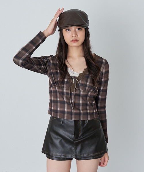 RAY CASSIN(レイカズン)の「レース切替ロングTシャツ(Tシャツ/カットソー・レディース・ブラック/ブラック系その他2/チャコールグレー/ブラウン系その他2/ベージュ系その他2・FREE)」の21枚目の写真