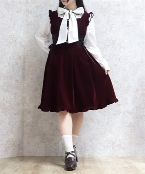 axes femme POETIQUE(アクシーズファムポエティック)の「サイドレースアップジャンドレ(ワンピース・レディース・キャメル/ワイン/グレー・MEDIUM)」の3枚目の写真