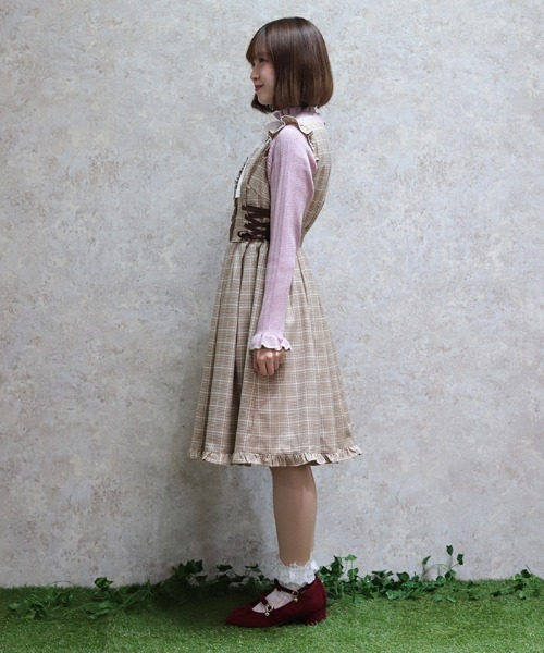 axes femme POETIQUE(アクシーズファムポエティック)の「サイドレースアップジャンドレ(ワンピース・レディース・キャメル/ワイン/グレー・MEDIUM)」の18枚目の写真