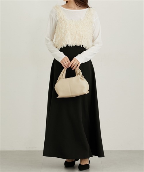 nissen（ニッセン）の「ラメシャギーキャミソール（ベスト・レディース・ブラック/オフホワイト・M/L）」の7枚目の写真