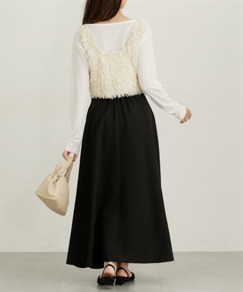 nissen（ニッセン）の「ラメシャギーキャミソール（ベスト・レディース・ブラック/オフホワイト・M/L）」の9枚目の写真