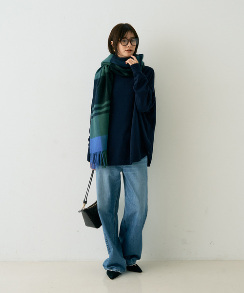 Rouge vif(ルージュヴィフ)の「ボトルネックポンチョライクニットプルオーバー(ニット/セーター・レディース・ネイビー/ベージュ/グレー・フリー)」の22枚目の写真