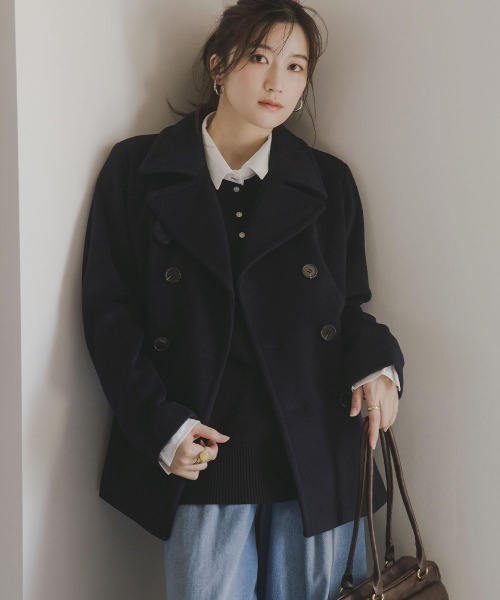 slattgir(スラットジール)の「高身長 ピーコート(トールサイズ)Essenave(ピーコート・レディース・グリーン系/ネイビー・TM/TL/TLL/T3L)」の1枚目の写真
