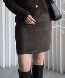 YENNA | 【ストライプFウールミニスカート ポケット付き】セットアップ対応(スカート)