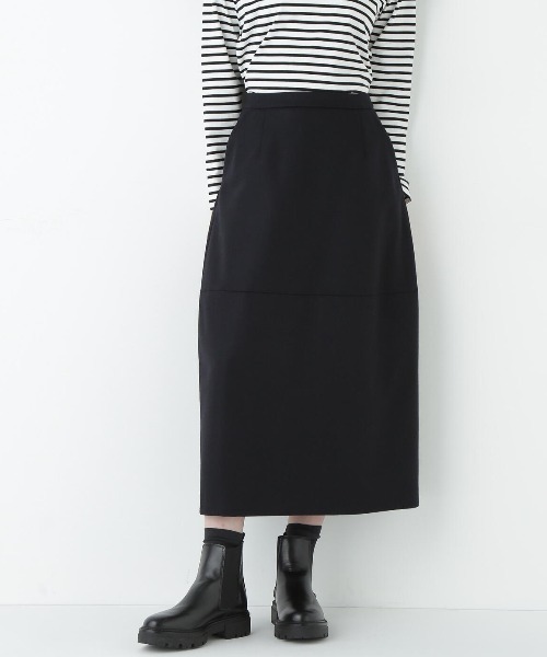 human woman（ヒューマンウーマン）の「◆ウールサキソニーコクーンスカート（スカート・レディース・ベージュ系その他2/ネイビー・SMALL/MEDIUM）」の2枚目の写真