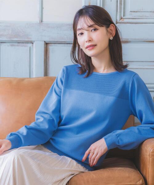 セール】【縮みに強い／洗濯機OK】編地切替ニットプルオーバー（ニット