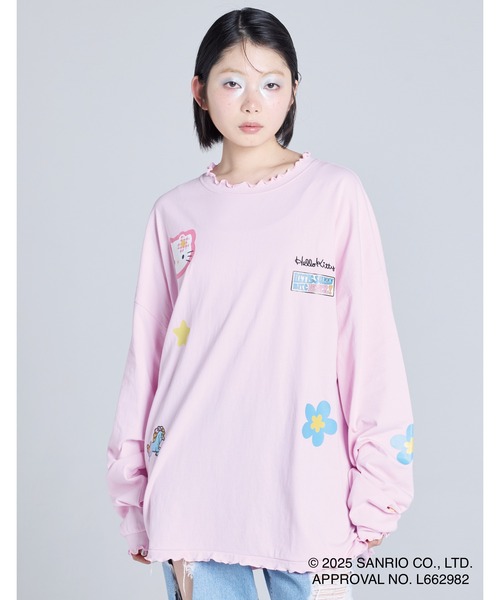 ハローキティコラボ（ハローキティコラボ）の「hello kitty x little sunny bite frill long tee（Tシャツ/カットソー・レディース・ホワイト/ピンク/ブラック・SMALL/MEDIUM）」の3枚目の写真