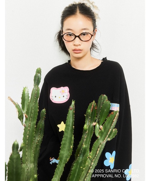 ハローキティコラボ（ハローキティコラボ）の「hello kitty x little sunny bite frill long tee（Tシャツ/カットソー・レディース・ホワイト/ピンク/ブラック・SMALL/MEDIUM）」の2枚目の写真