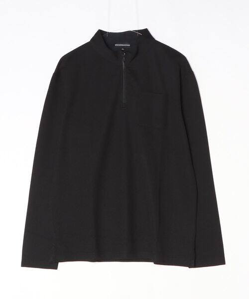HARUYAMA（ハルヤマ）の「RUCKENBACCHAR ハニカムストレッチ ハーフジップ スタンドＴ（Tシャツ/カットソー・メンズ・ブラック/ネイビー・M/L/LL）」の2枚目の写真