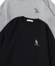 Lazar 別注 Animal Embroidery Swest/オーバーサイズ 裏起毛 アニマル柄 イヌ ネコ トラ ワンポイント刺繍 スウェット トレーナー/レディース メンズ