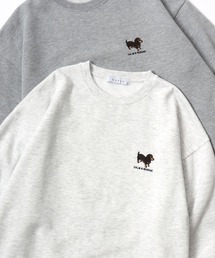 Lazar 別注 Animal Embroidery Swest/オーバーサイズ 裏起毛 アニマル柄 イヌ ネコ トラ ワンポイント刺繍 スウェット トレーナー/レディース メンズ