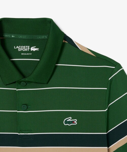 LACOSTE(ラコステ)の「ウルトラドライボーダーゴルフポロシャツ(ポロシャツ・メンズ・グリーン/ネイビー・3/4/5)」の3枚目の写真