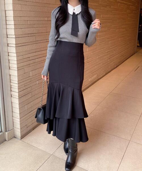 INGNI(イング)の「バックレースアップアシメティアードスカート(スカート・レディース・ライトベージュ/ブラック/ボルドー・FREE)」の22枚目の写真