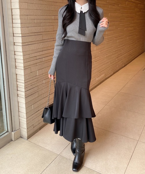 INGNI(イング)の「バックレースアップアシメティアードスカート(スカート・レディース・ライトベージュ/ブラック/ボルドー・FREE)」の10枚目の写真