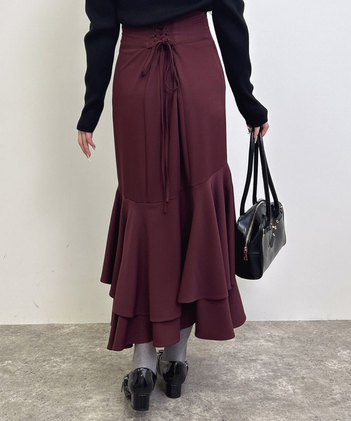 INGNI(イング)の「バックレースアップアシメティアードスカート(スカート・レディース・ライトベージュ/ブラック/ボルドー・FREE)」の5枚目の写真