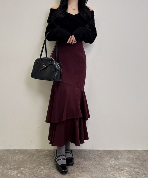 INGNI(イング)の「バックレースアップアシメティアードスカート(スカート・レディース・ライトベージュ/ブラック/ボルドー・FREE)」の6枚目の写真