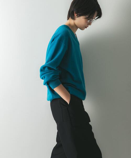 セール】ウール100 Vネックルーズソフトニット（ニット/セーター