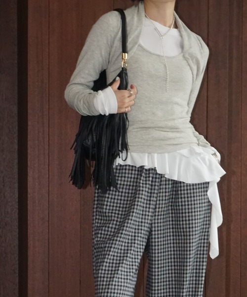 chuclla(チュクラ)の「2wayショルダーデザイントップス chw25a112(Tシャツ/カットソー・レディース・グレイッシュベージュ/スミクロ・FREE)」の10枚目の写真