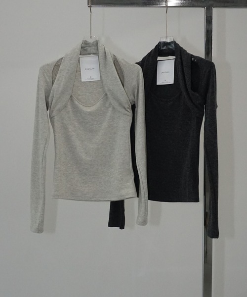 chuclla(チュクラ)の「2wayショルダーデザイントップス chw25a112(Tシャツ/カットソー・レディース・グレイッシュベージュ/スミクロ・FREE)」の20枚目の写真