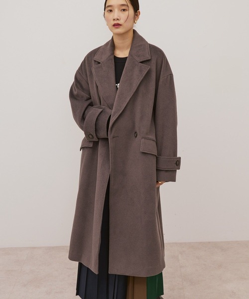 AMERICAN HOLIC（アメリカンホリック）の「ルーズチェスターコート（その他アウター・レディース・チャコールグレー/ライトベージュ/ミント・L/M）」の4枚目の写真