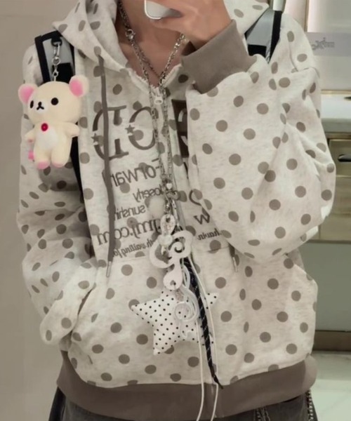 GEMEDA（ジェメダ）の「【秋冬新作】スター総柄ロゴジップパーカー