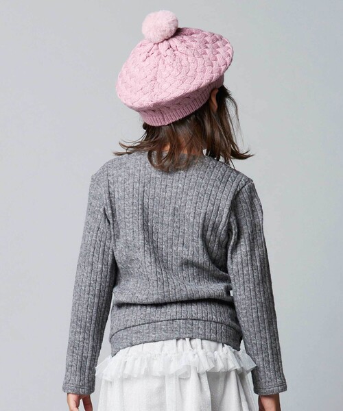 BeBe（ベベ）の「【お揃い】ポコポコニットベレー帽（ハンチング/ベレー帽・キッズ・オフホワイト/ピンク・M/S）」の4枚目の写真