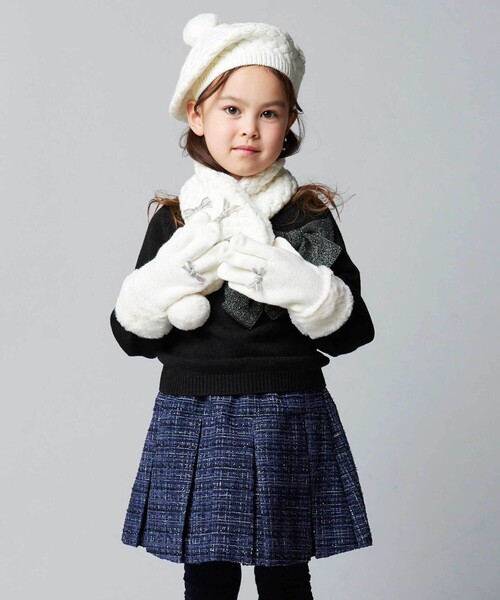 BeBe（ベベ）の「【お揃い】ポコポコニットベレー帽（ハンチング/ベレー帽・キッズ・オフホワイト/ピンク・M/S）」の5枚目の写真