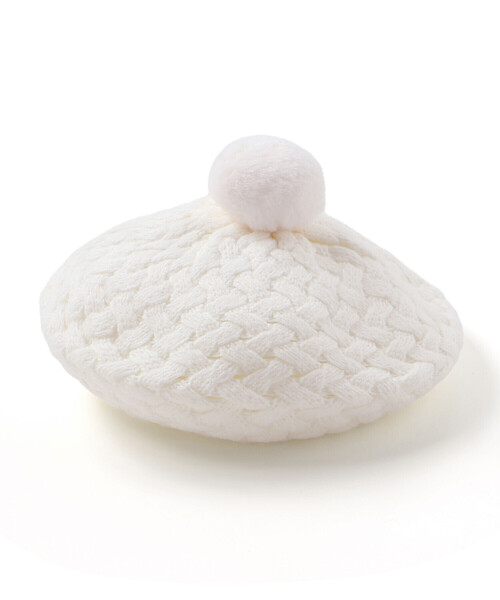 BeBe（ベベ）の「【お揃い】ポコポコニットベレー帽（ハンチング/ベレー帽・キッズ・オフホワイト/ピンク・M/S）」の7枚目の写真