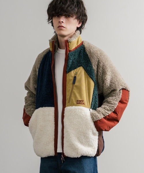 KRIFF MAYER(クリフメイヤー)の「KRIFF MAYER クリフメイヤー スタンドネック異素材配色切替ダブルジップシャギーボアジャケット 2514400(ブルゾン・メンズ・ナチュラル/グレー/ブラック/ブラウン/グリーン/ネイビー/マルチ/その他・M/L/XL)」の8枚目の写真