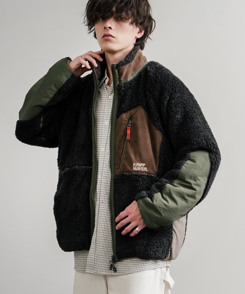 KRIFF MAYER クリフメイヤー スタンドネック異素材配色切替ダブル