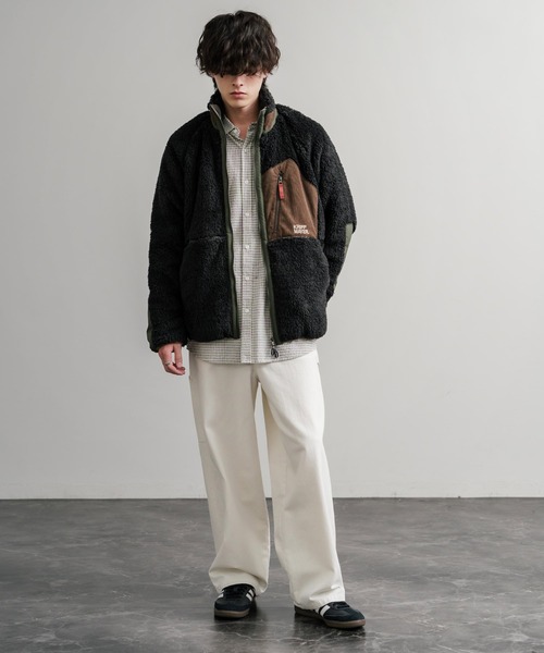 KRIFF MAYER クリフメイヤー スタンドネック異素材配色切替ダブル