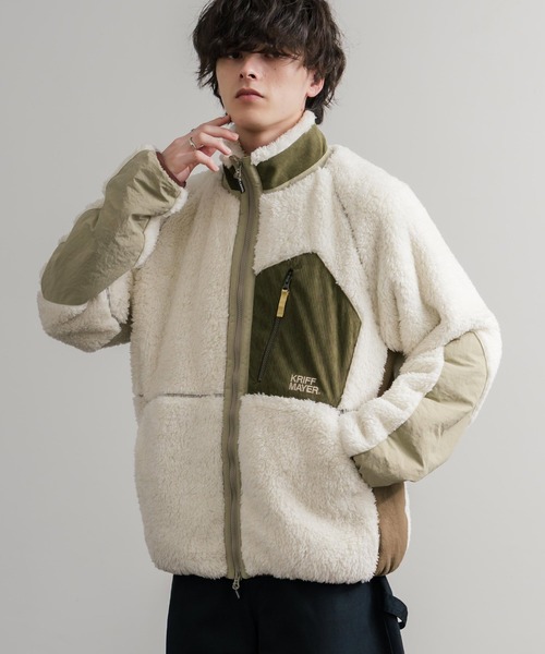 KRIFF MAYER(クリフメイヤー)の「KRIFF MAYER クリフメイヤー スタンドネック異素材配色切替ダブルジップシャギーボアジャケット 2514400(ブルゾン・メンズ・ナチュラル/グレー/ブラック/ブラウン/グリーン/ネイビー/マルチ/その他・M/L/XL)」の10枚目の写真