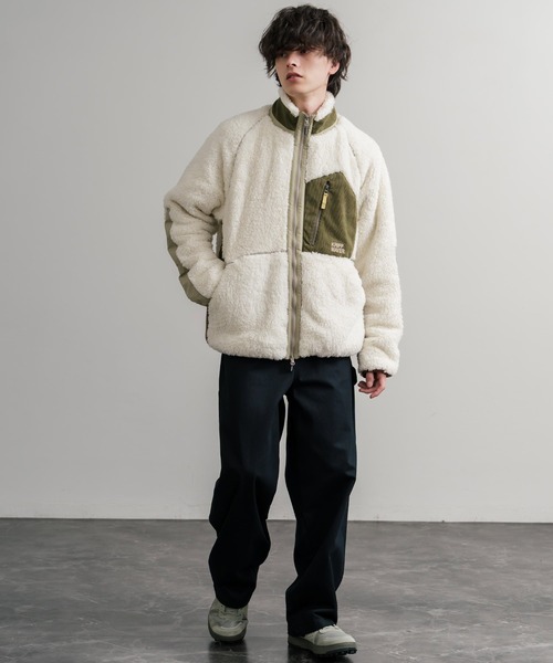 KRIFF MAYER(クリフメイヤー)の「KRIFF MAYER クリフメイヤー スタンドネック異素材配色切替ダブルジップシャギーボアジャケット 2514400(ブルゾン・メンズ・ナチュラル/グレー/ブラック/ブラウン/グリーン/ネイビー/マルチ/その他・M/L/XL)」の12枚目の写真