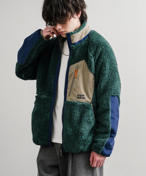 KRIFF MAYER クリフメイヤー スタンドネック異素材配色切替ダブル