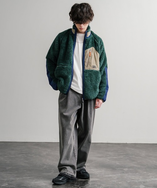 KRIFF MAYER(クリフメイヤー)の「KRIFF MAYER クリフメイヤー スタンドネック異素材配色切替ダブルジップシャギーボアジャケット 2514400(ブルゾン・メンズ・ナチュラル/グレー/ブラック/ブラウン/グリーン/ネイビー/マルチ/その他・M/L/XL)」の17枚目の写真