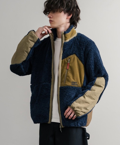 KRIFF MAYER(クリフメイヤー)の「KRIFF MAYER クリフメイヤー スタンドネック異素材配色切替ダブルジップシャギーボアジャケット 2514400(ブルゾン・メンズ・ナチュラル/グレー/ブラック/ブラウン/グリーン/ネイビー/マルチ/その他・M/L/XL)」の19枚目の写真