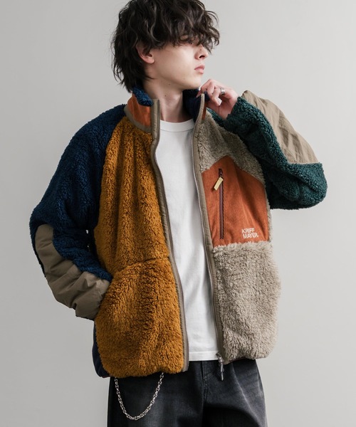 KRIFF MAYER(クリフメイヤー)の「KRIFF MAYER クリフメイヤー スタンドネック異素材配色切替ダブルジップシャギーボアジャケット 2514400(ブルゾン・メンズ・ナチュラル/グレー/ブラック/ブラウン/グリーン/ネイビー/マルチ/その他・M/L/XL)」の22枚目の写真