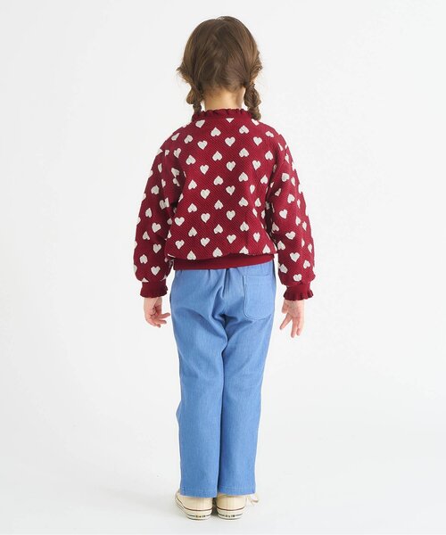 apres les cours（アプレレクール）の「【ジュニア対応】ハート・フラワージャガードトレーナー（スウェット・キッズ・レッド/アイボリー/サックスブルー・90/100/110/120/130/140/80）」の5枚目の写真