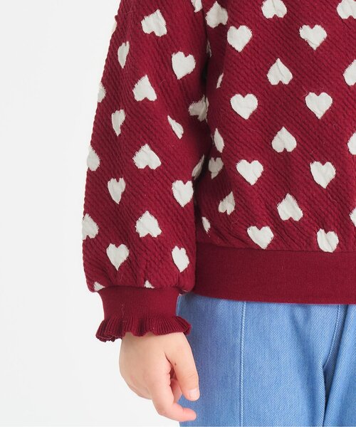 apres les cours（アプレレクール）の「【ジュニア対応】ハート・フラワージャガードトレーナー（スウェット・キッズ・レッド/アイボリー/サックスブルー・90/100/110/120/130/140/80）」の6枚目の写真