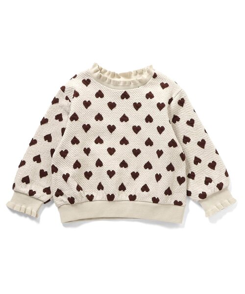 apres les cours（アプレレクール）の「【ジュニア対応】ハート・フラワージャガードトレーナー（スウェット・キッズ・レッド/アイボリー/サックスブルー・90/100/110/120/130/140/80）」の7枚目の写真